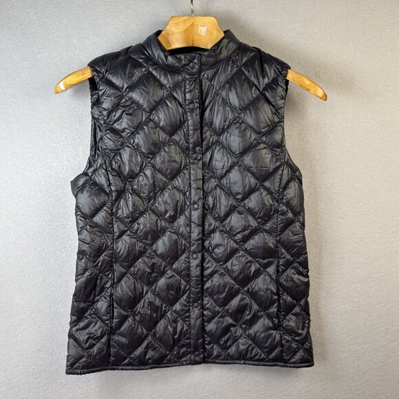 Uniqlo Ultra Light Down‎ Puffer Vest Womens Size S Black Snap Quilted Packable - Picture 1 of 9